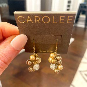 Dangling Gold Pave Sphere Earrings (Carolee)